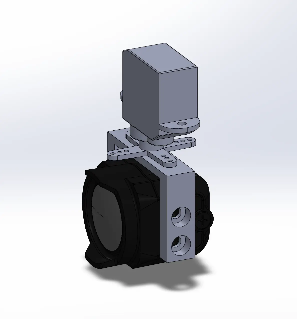 Compact bottom-pivot camera-mount CAD